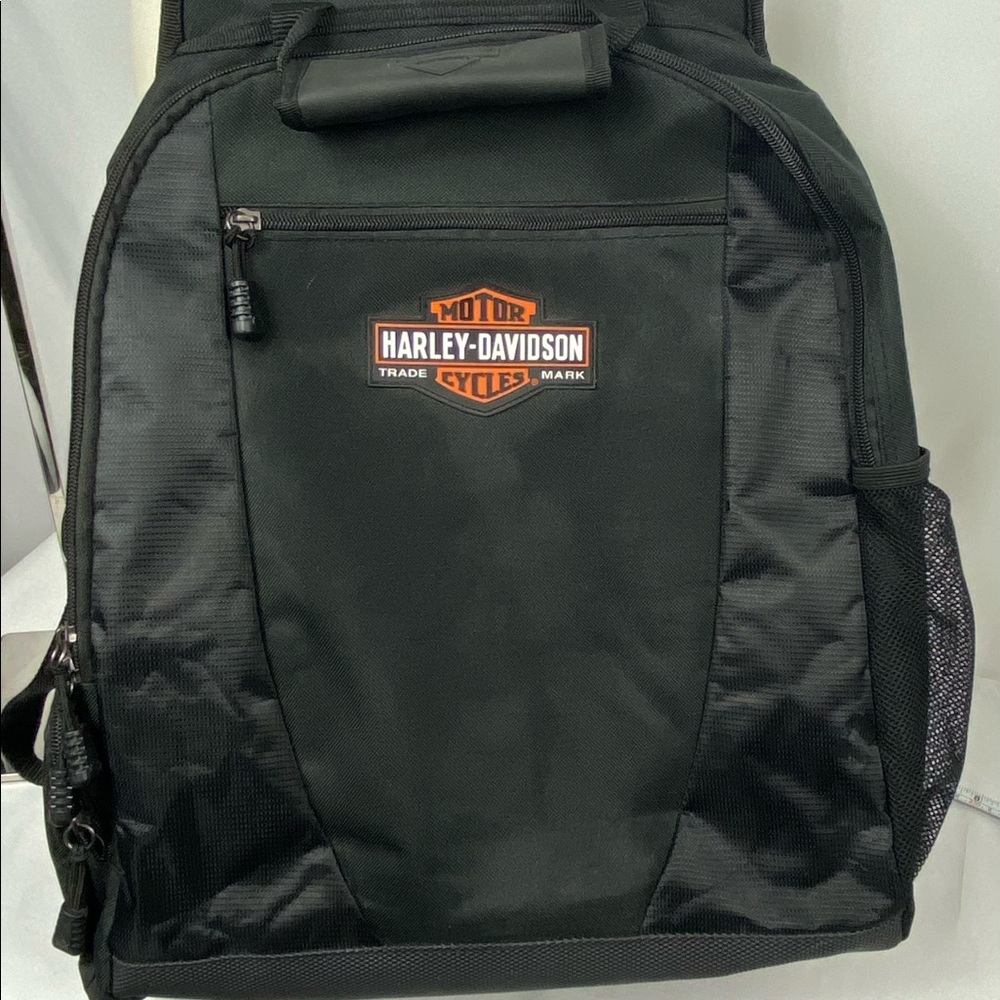 Harley Davidson Backpack Black Nylon Laptop Compartment Pouch Book Bag